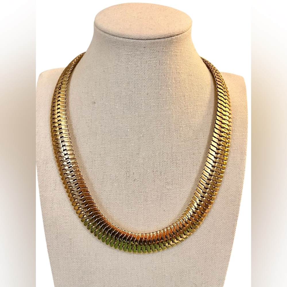 Vintage Cleopatra Style Gold Tone Statement Necklace